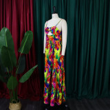 Plus Size Sexy Print Sling Big Swing Maxi Dress GCZF-8465