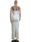 Sexy Sling Contrast Color Slim Long Dress QODY-6025