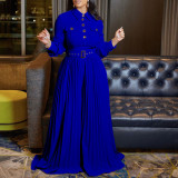 Solid Color Long Sleeve Belt Loose Jumpsuit GCZF-8504