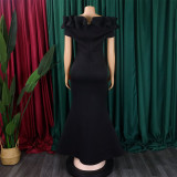 Solid Color One Neck Fishtail Dress GCZF-8519