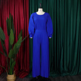 Solid Color Long Sleeve Loose Pleated 2 Piece Set GCZF-8531