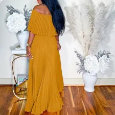 One Neck Off Shoulder Solid Slim Maxi Dress GCZF-8514