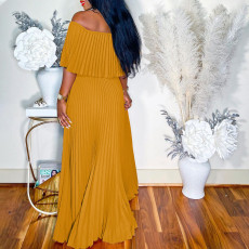 One Neck Off Shoulder Solid Slim Maxi Dress GCZF-8514