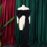 Sexy Solid Big Bow Tie Wrap Chest Tops GCZF-D358-C1
