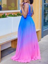 Gradient Color V Neck Sleeveless Maxi Dress GCZF-D403-C1