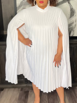 Cape Loose Pressure Pleat Midi Dress GCZF-8546