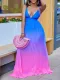 Gradient Color V Neck Sleeveless Maxi Dress GCZF-D403-C1