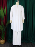 Solid Color Irregular Tops And Wide Leg Pants Set GCZF-D3260-C1