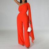 Solid Color Single Shoulder Fashion Jumpsuit GCZF-8560