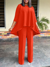 Solid Color Irregular Tops And Wide Leg Pants Set GCZF-D3260-C1