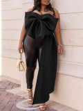 Sexy Solid Big Bow Tie Wrap Chest Tops GCZF-D358-C1