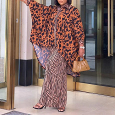 Print Long Sleeve Shirt Wide Leg Pants 2 Piece Set GCZF-8572