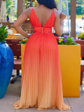 Gradient Color V Neck Sleeveless Maxi Dress GCZF-D403-C1