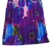 Chiffon V-neck Top Printed Wide Leg Pants Set GCZF-D440-C1