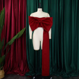 Sexy Solid Big Bow Tie Wrap Chest Tops GCZF-D358-C1