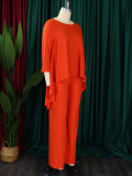 Solid Color Irregular Tops And Wide Leg Pants Set GCZF-D3260-C1