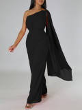 Solid Color Single Shoulder Fashion Jumpsuit GCZF-8560