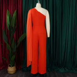 Solid Color Single Shoulder Fashion Jumpsuit GCZF-8560