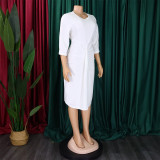 Fashion Solid Color Half Sleeve Pencil Dress GCZF-D387-C1