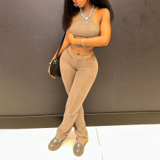 Tank Top High Waisted Hollow Out Skinny Pants Set XEF-41598