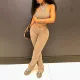 Tank Top High Waisted Hollow Out Skinny Pants Set XEF-41598