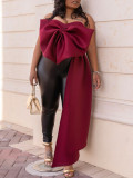 Sexy Solid Big Bow Tie Wrap Chest Tops GCZF-D358-C1