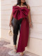 Sexy Solid Big Bow Tie Wrap Chest Tops GCZF-D358-C1