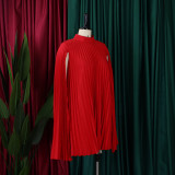 Cape Loose Pressure Pleat Midi Dress GCZF-8546
