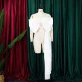 Sexy Solid Big Bow Tie Wrap Chest Tops GCZF-D358-C1