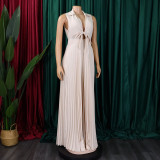 V Neck Sleeveless Tie Up Loose Jumpsuit GCZF-8533