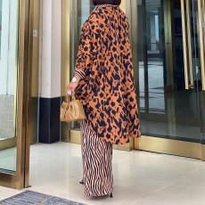 Print Long Sleeve Shirt Wide Leg Pants 2 Piece Set GCZF-8572