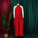 Sleeveless Irregular Top Wide Leg Pants Two Piece Set GCZF-8556