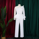 Fashion Patchwork Mesh Studded Jumpsuit GCZF-C1-D439