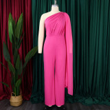 Solid Color Single Shoulder Fashion Jumpsuit GCZF-8560