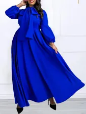 Lace-up Bubble Sleeve Big Swing Long Dress GCZF-8568
