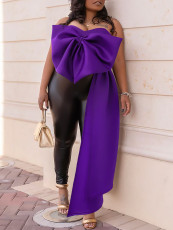 Sexy Solid Big Bow Tie Wrap Chest Tops GCZF-D358-C1