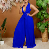 V Neck Sleeveless Tie Up Loose Jumpsuit GCZF-8533