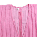 Chiffon V-neck Top Printed Wide Leg Pants Set GCZF-D440-C1