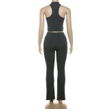 Tank Top High Waisted Hollow Out Skinny Pants Set XEF-41598
