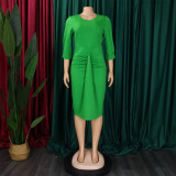 Fashion Solid Color Half Sleeve Pencil Dress GCZF-D387-C1
