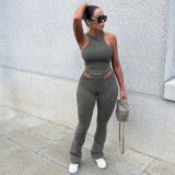 Tank Top High Waisted Hollow Out Skinny Pants Set XEF-41598