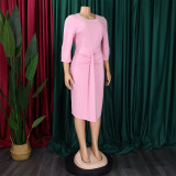Fashion Solid Color Half Sleeve Pencil Dress GCZF-D387-C1