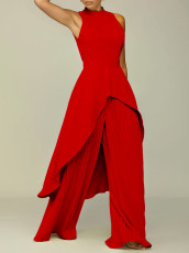Sleeveless Irregular Top Wide Leg Pants Two Piece Set GCZF-8556