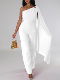 Solid Color Single Shoulder Fashion Jumpsuit GCZF-8560