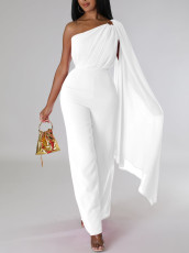 Solid Color Single Shoulder Fashion Jumpsuit GCZF-8560