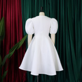 Solid Color Short Sleeve Party Dress GCZF-C1-D3178