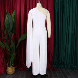 Solid Color Single Shoulder Fashion Jumpsuit GCZF-8560