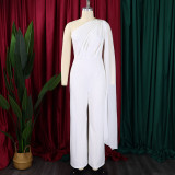 Solid Color Single Shoulder Fashion Jumpsuit GCZF-8560