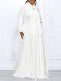 Lace-up Bubble Sleeve Big Swing Long Dress GCZF-8568