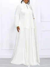 Lace-up Bubble Sleeve Big Swing Long Dress GCZF-8568